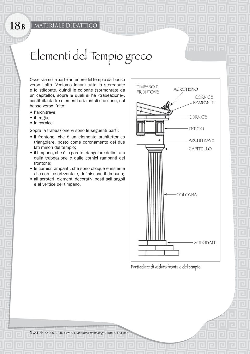 l alto: l architrave, il fregio, la cornice.