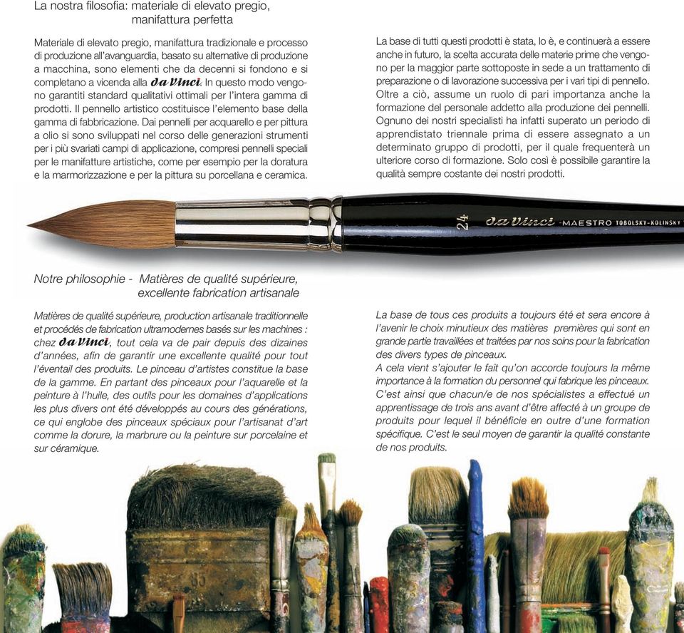 Il pennello artistico costituisce l elemento base della gamma di fabbricazione.