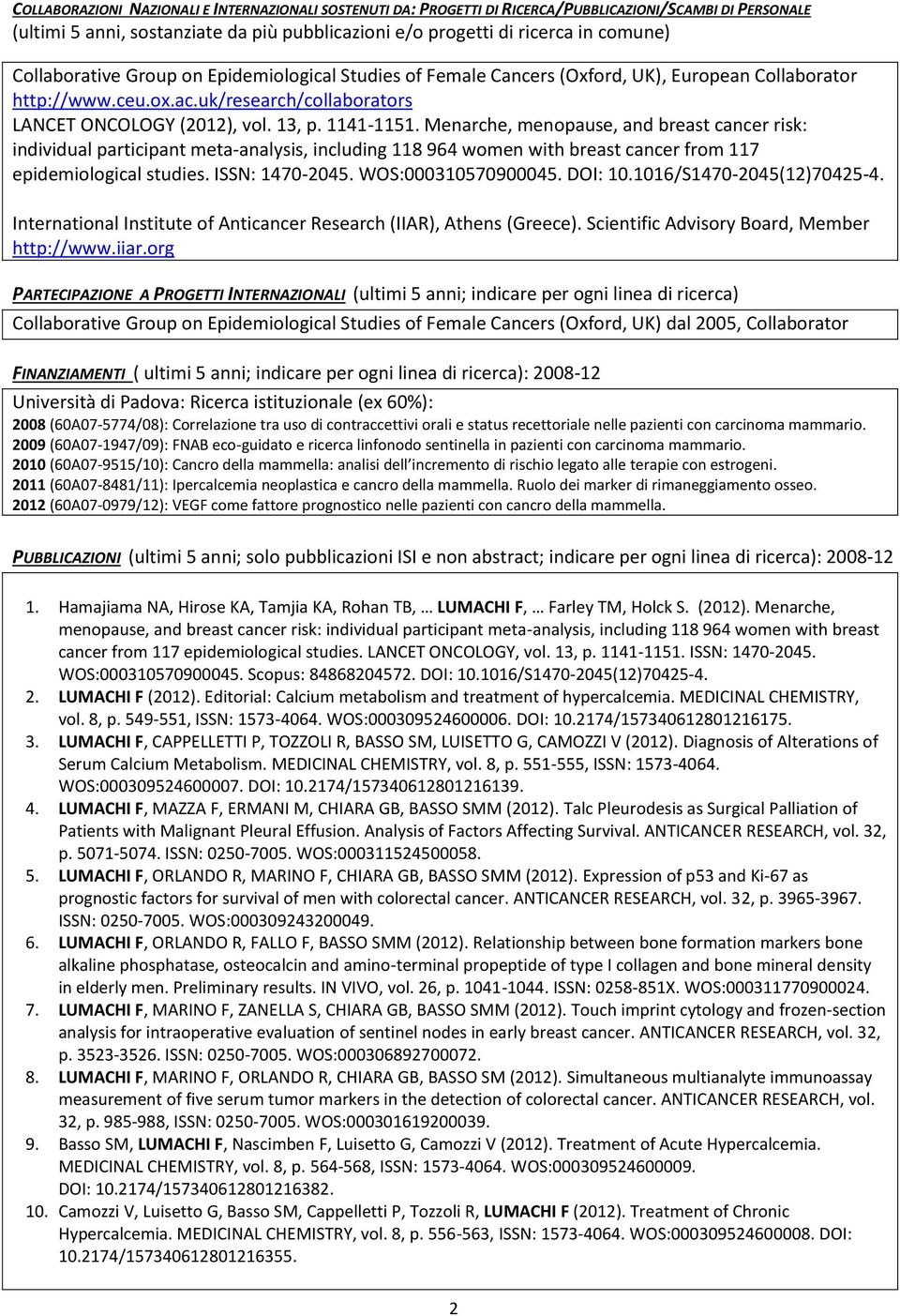 Menarche, menopause, and breast cancer risk: individual participant meta-analysis, including 118 964 women with breast cancer from 117 epidemiological studies. ISSN: 1470-2045. WOS:000310570900045.