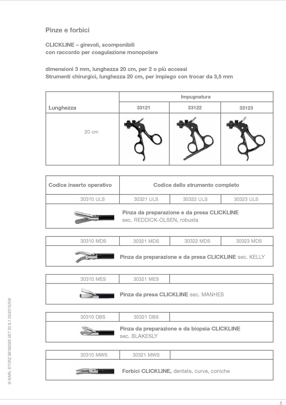 Pinza da preparazione e da presa CLICKLINE sec. REDDICK-OLSEN, robusta 30310 MDS 30321 MDS 30322 MDS 30323 MDS Pinza da preparazione e da presa CLICKLINE sec.