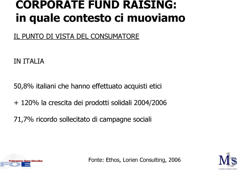 acquisti etici + 120% la crescita dei prodotti solidali 2004/2006