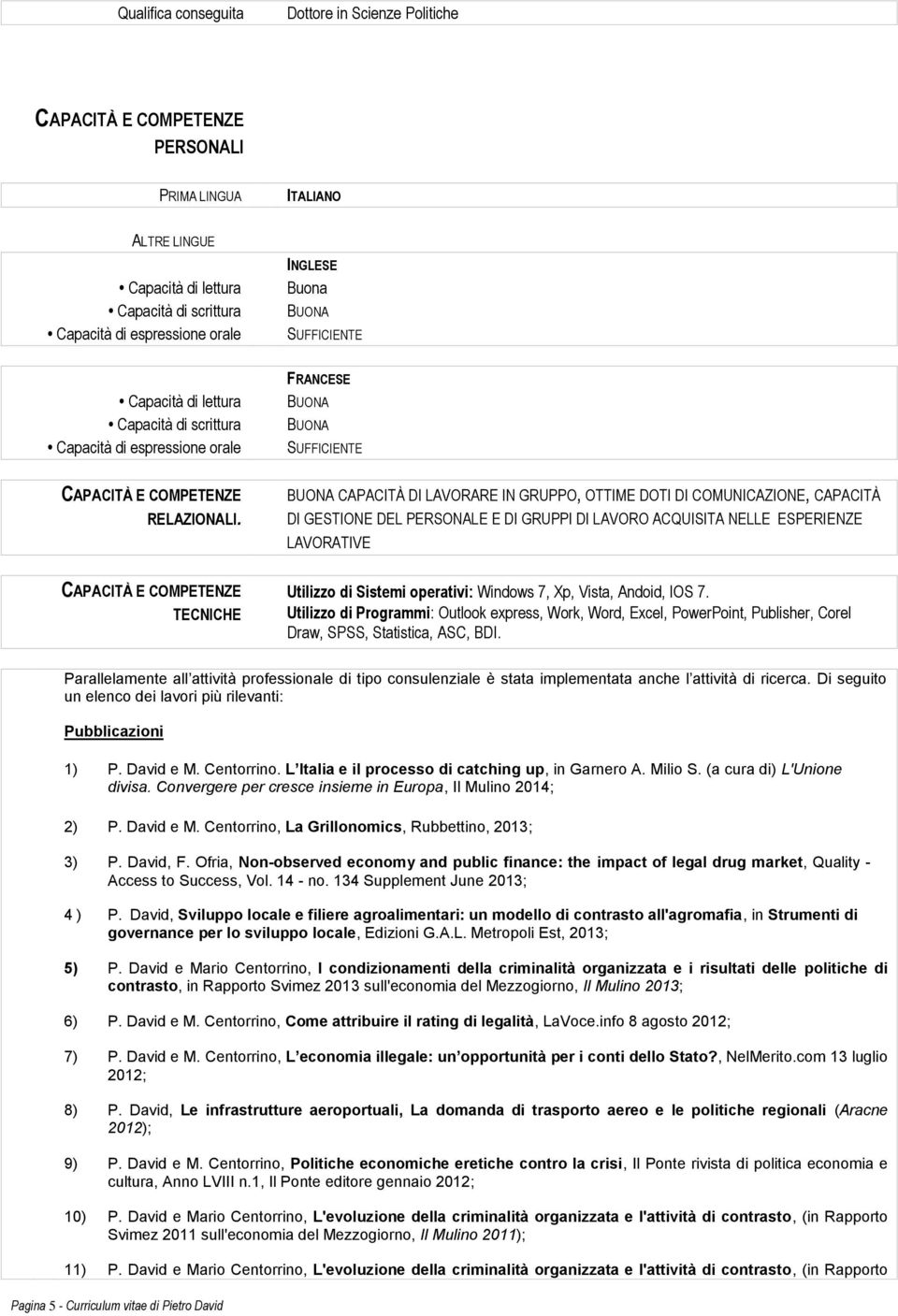 BUONA CAPACITÀ DI LAVORARE IN GRUPPO, OTTIME DOTI DI COMUNICAZIONE, CAPACITÀ DI GESTIONE DEL PERSONALE E DI GRUPPI DI LAVORO ACQUISITA NELLE ESPERIENZE LAVORATIVE CAPACITÀ E COMPETENZE TECNICHE