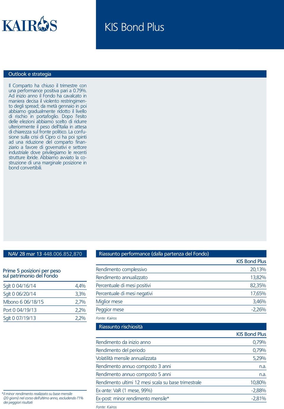 Dopo l esito delle elezioni abbiamo scelto di ridurre ulteriormente il peso dell Italia in attesa di chiarezza sul fronte politico.