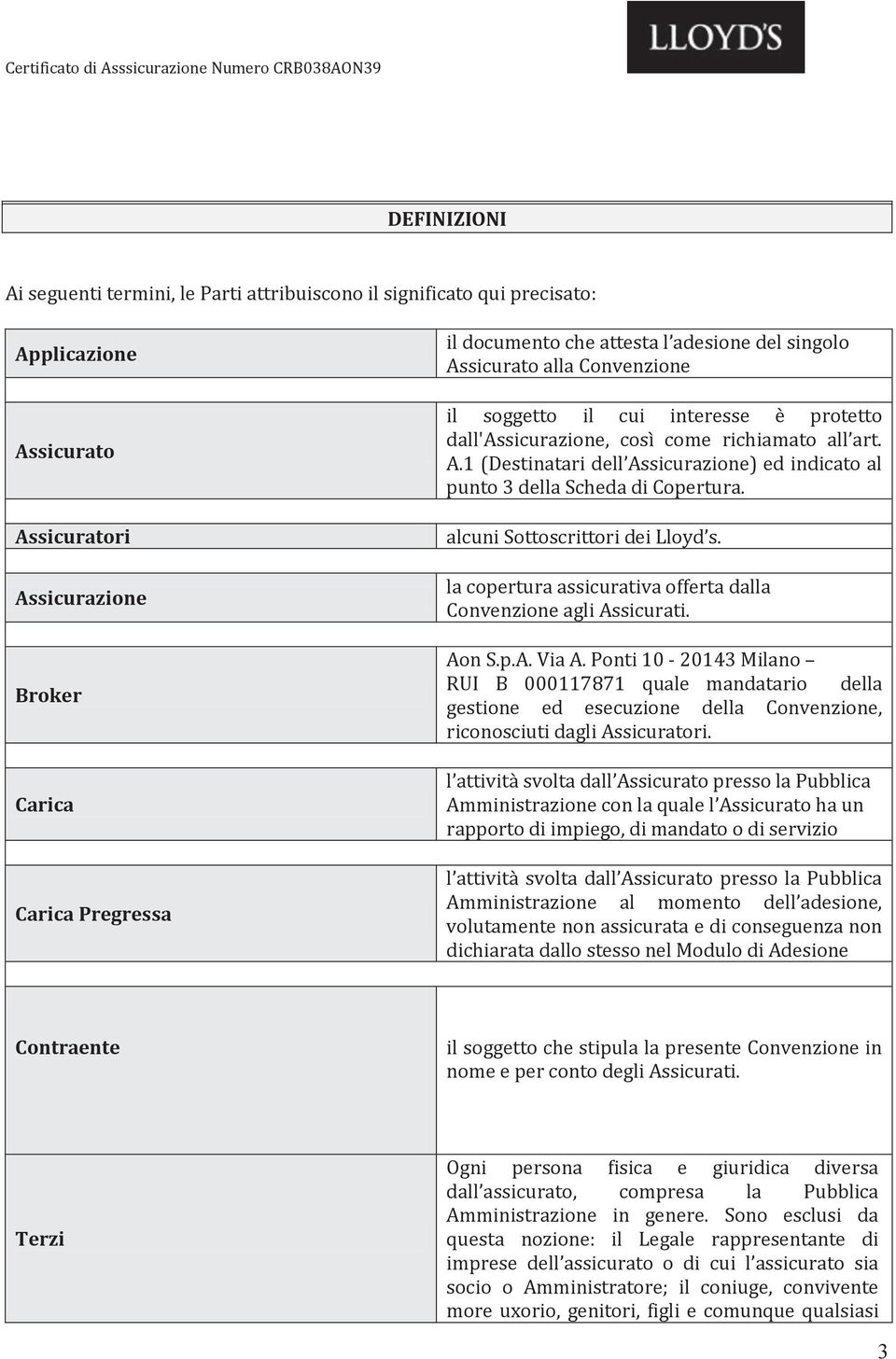 l attività svolta dall Assicurato presso la Pubblica Amministrazione con la quale l Assicurato ha un l