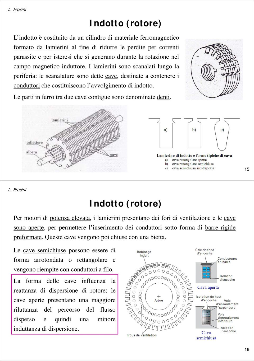 Le parti in ferro tra due cave contigue sono denominate denti.