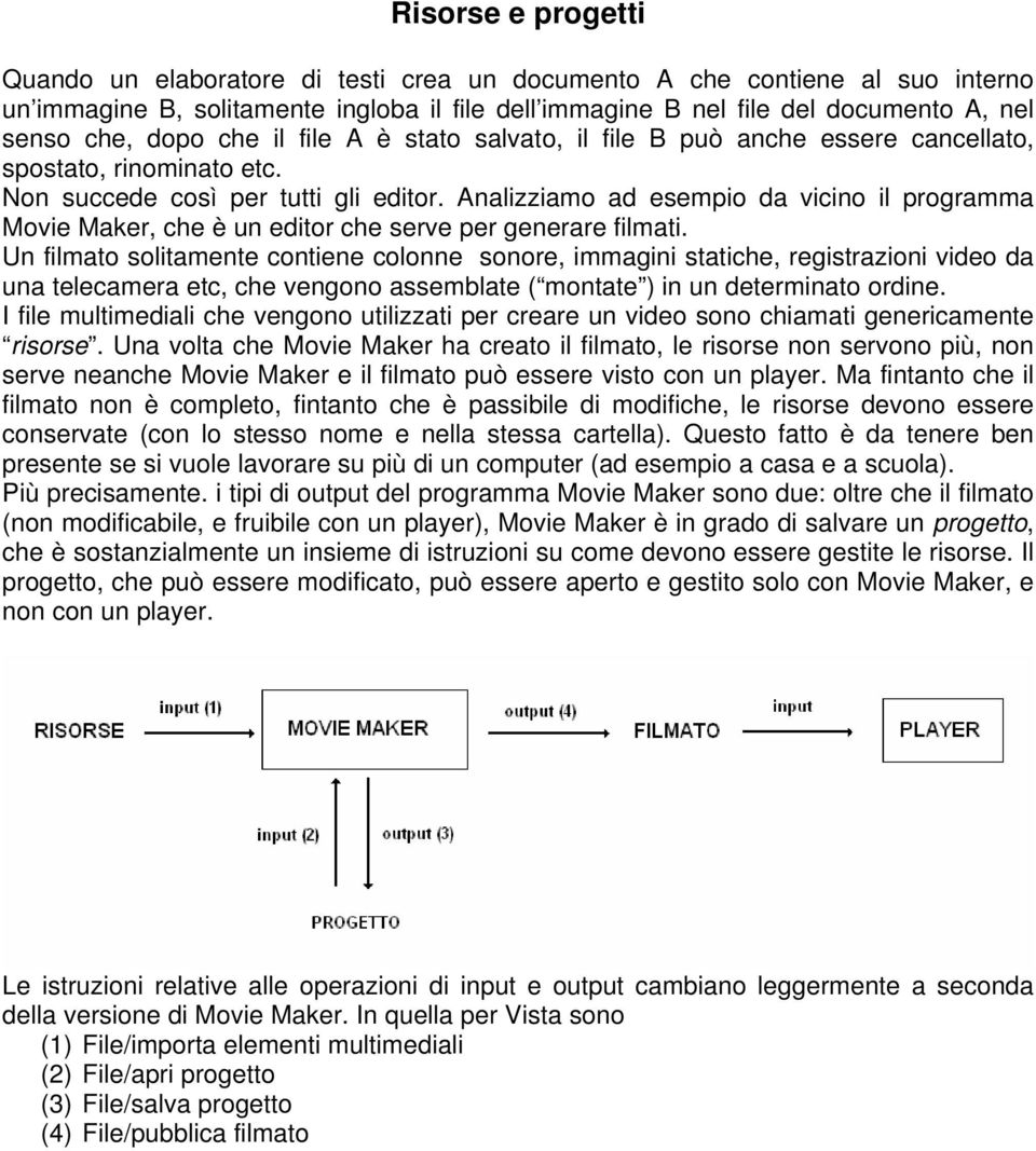 Analizziamo ad esempio da vicino il programma Movie Maker, che è un editor che serve per generare filmati.