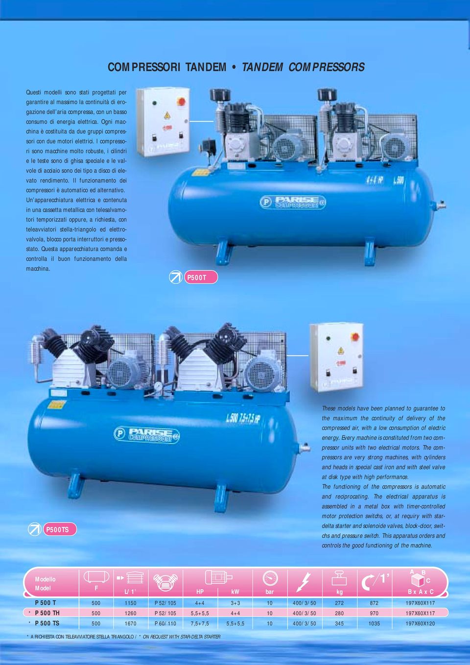 I compressori sono macchine molto robuste, i cilindri e le teste sono di ghisa speciale e le valvole di acciaio sono dei tipo a disco di elevato rendimento.