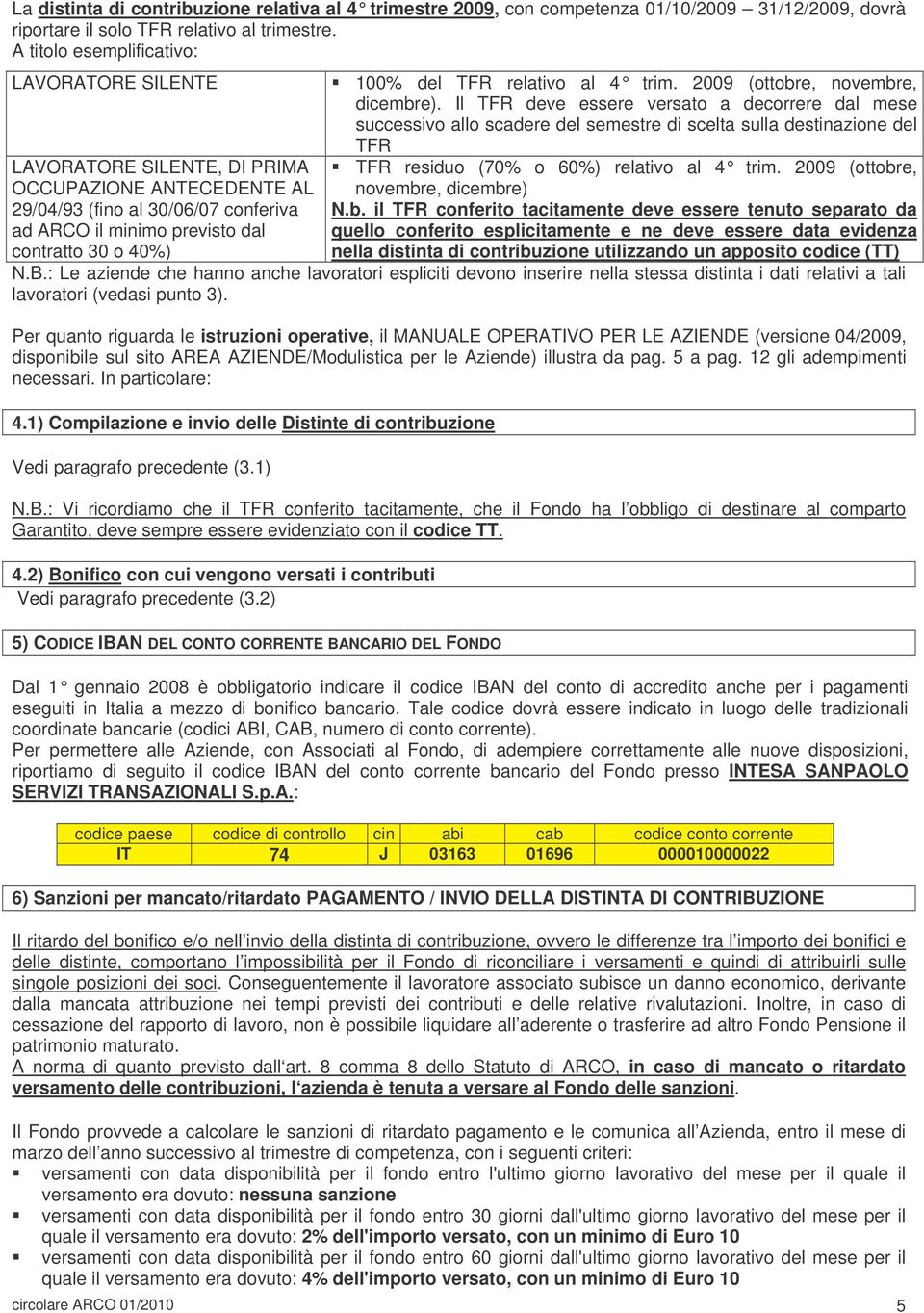 TFR relativo al 4 trim. 2009 (ottobre, novembre, dicembre).