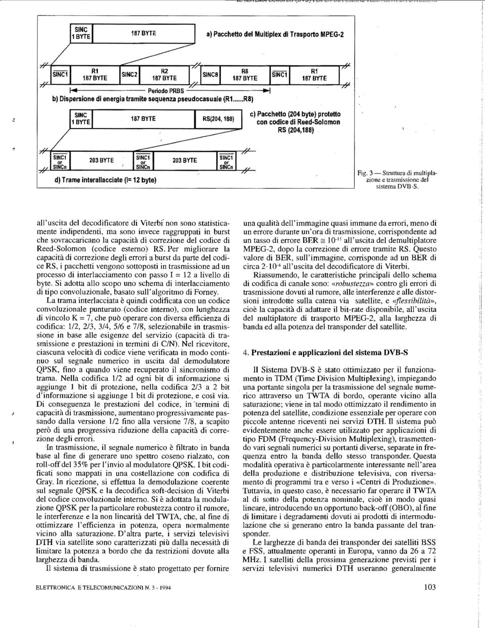 3-Struttura di multipla ;done e trasnùssione del sistema DVB-S.