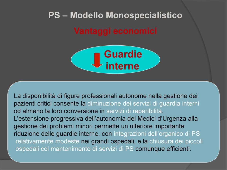 L estensione progressiva dell autonomia dei Medici d Urgenza alla gestione dei problemi minori permette un ulteriore importante riduzione delle