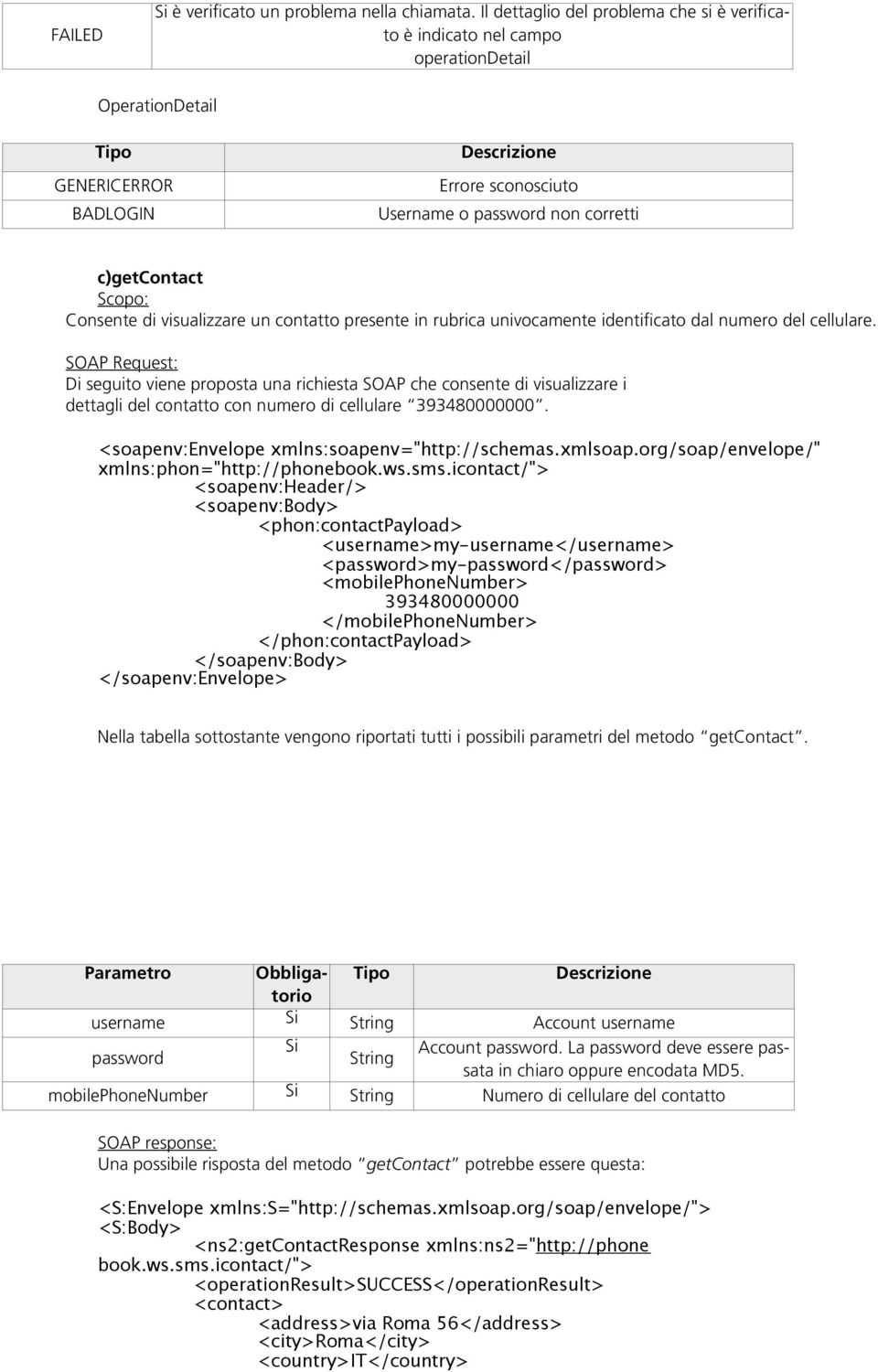 contatto presente in rubrica univocamente identificato dal numero del cellulare.