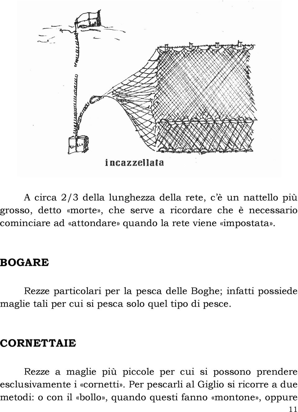 BOGARE Rezze particolari per la pesca delle Boghe; infatti possiede maglie tali per cui si pesca solo quel tipo di pesce.