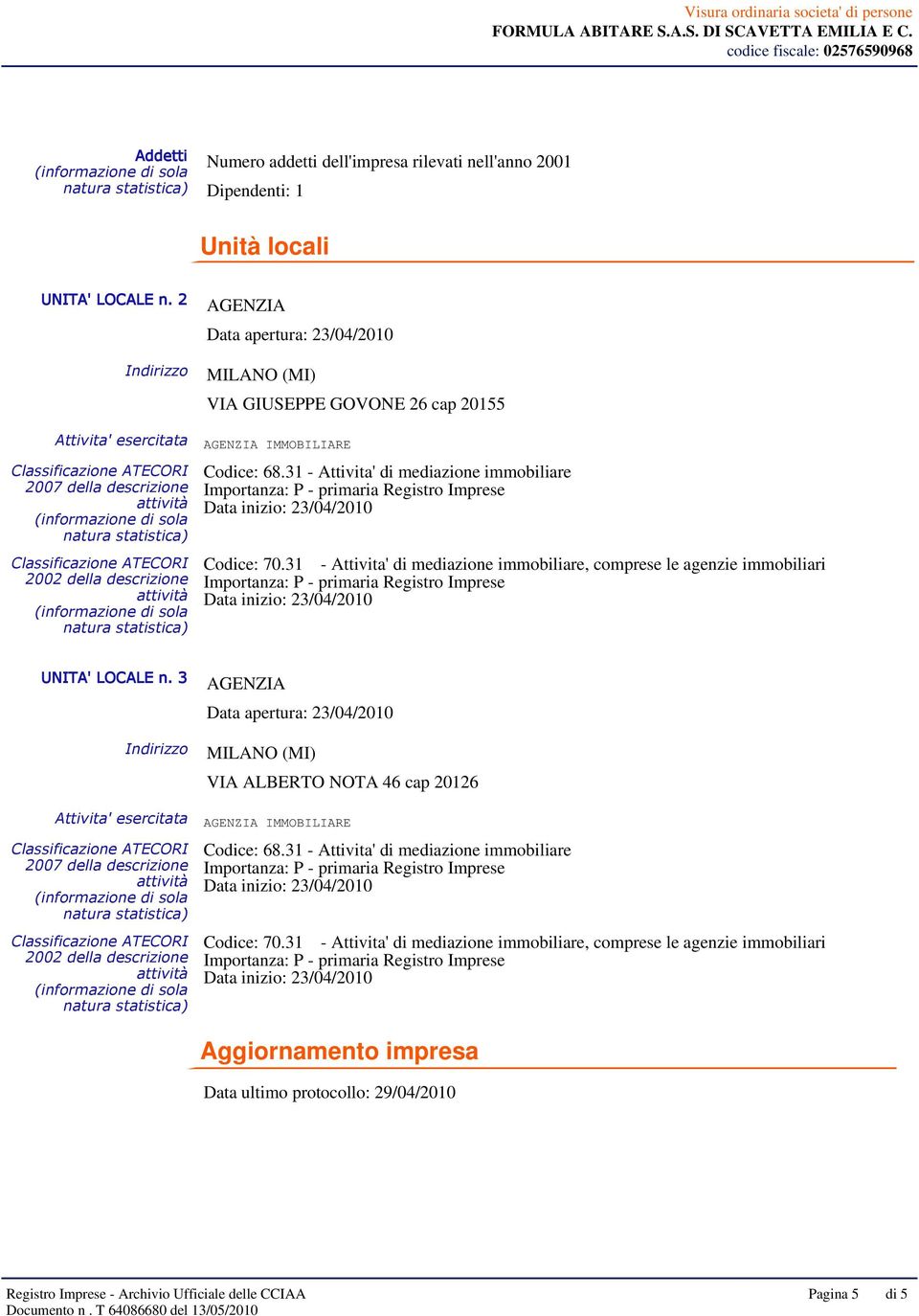 AGENZIA IMMOBILIARE UNITA' LOCALE n.