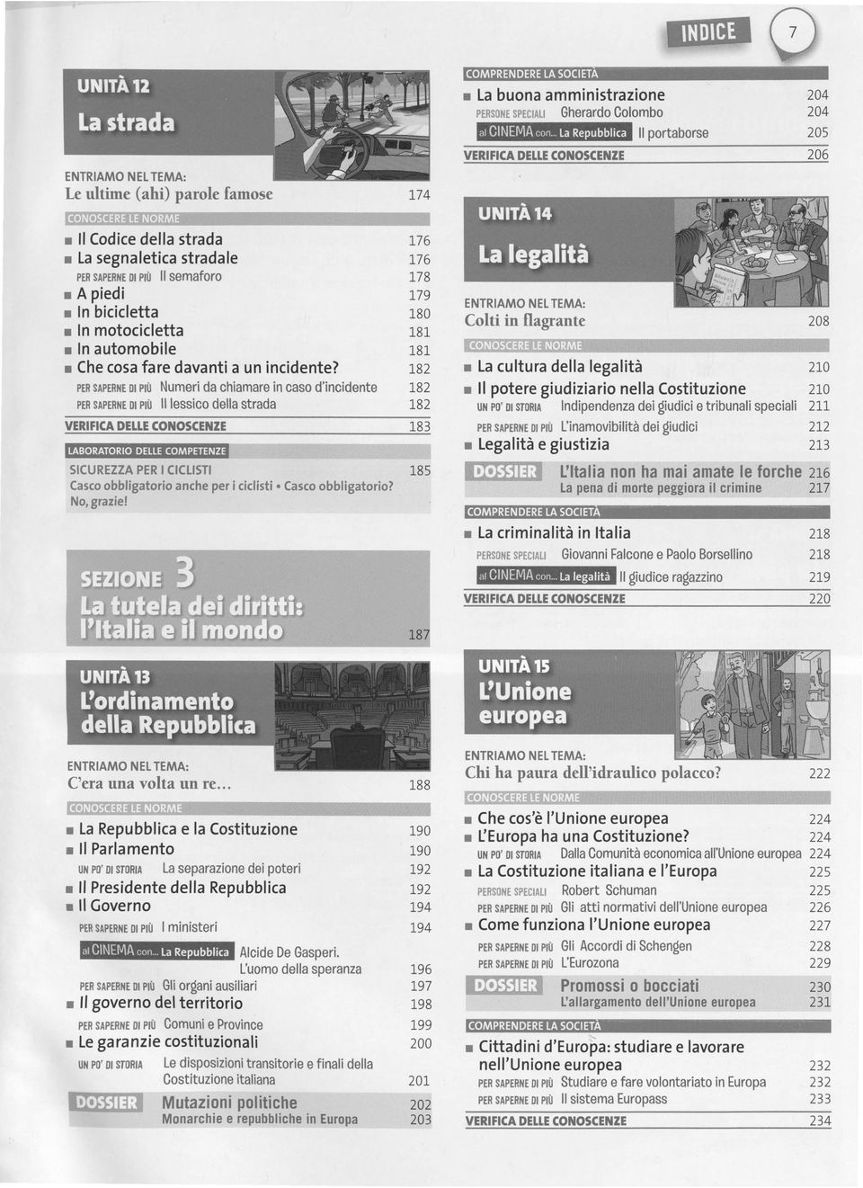 182 PER SAPERNE D Più Numeri da chiamare in caso d'incidente 182 PER SAPERNE D PÙ l lessico della strada 182 183 SCUREZZA PER CCLST 185 Casco obbligatorio anche per i ciclisti Casco obbligatorio?