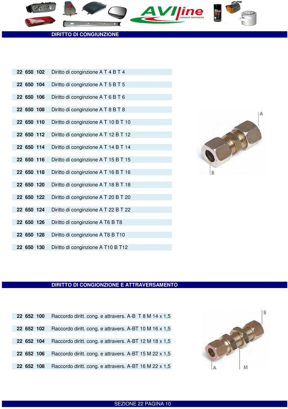 22 650 118 Diritto di conginzione A T 16 B T 16 22 650 120 Diritto di conginzione A T 18 B T 18 22 650 122 Diritto di conginzione A T 20 B T 20 22 650 124 Diritto di conginzione A T 22 B T 22 22 650