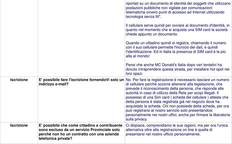 Quando un cittadino quindi si registra, chiamando il numero con il suo cellulare permette l'incrocio dei dati, e quindi l'identificazione. Ed in Italia la presenza di SIM card è la più alta al mondo!