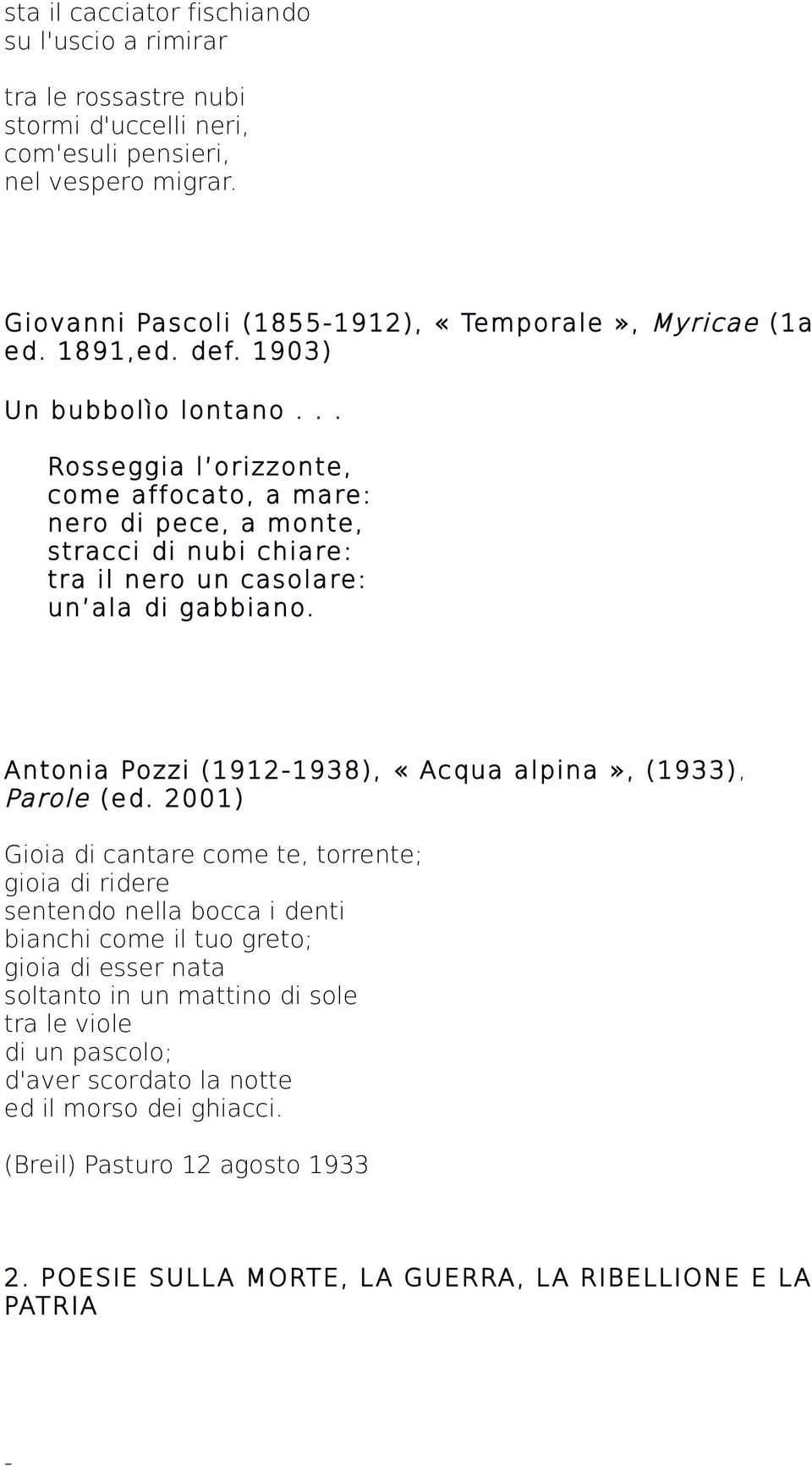 Antonia Pozzi (1912-1938), «Acqua alpina», (1933), Parole (ed.