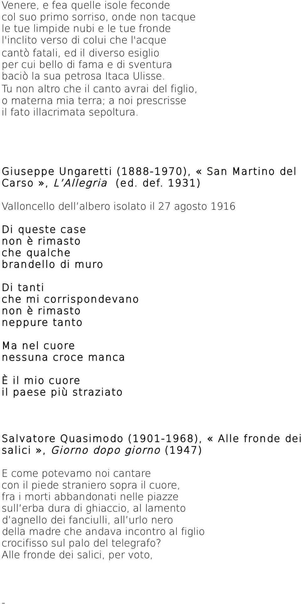 Giuseppe Ungaretti (1888-1970), «San Martino del Carso», L Allegria (ed. def.