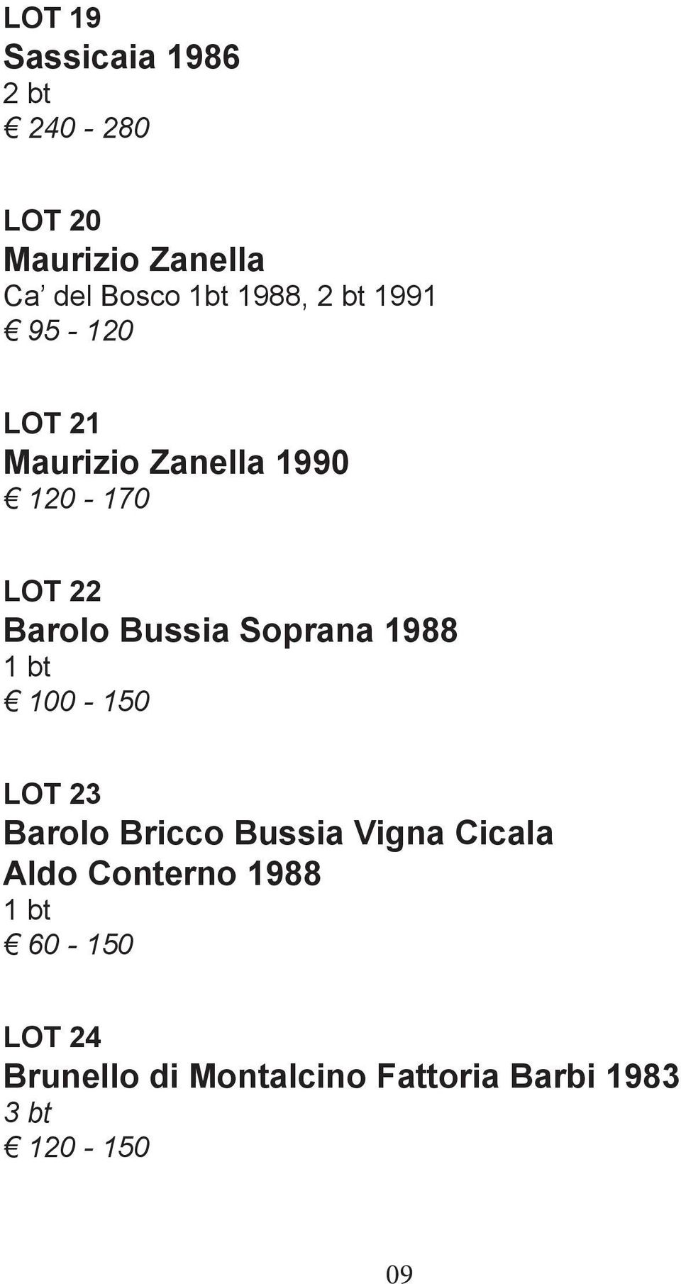 Bussia Soprana 1988 1 bt 100-150 LOT 23 Barolo Bricco Bussia Vigna Cicala Aldo