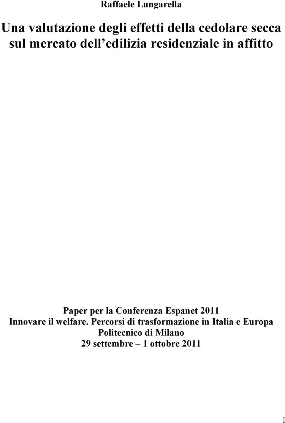 Conferenza Espanet 2011 Innovare il welfare.