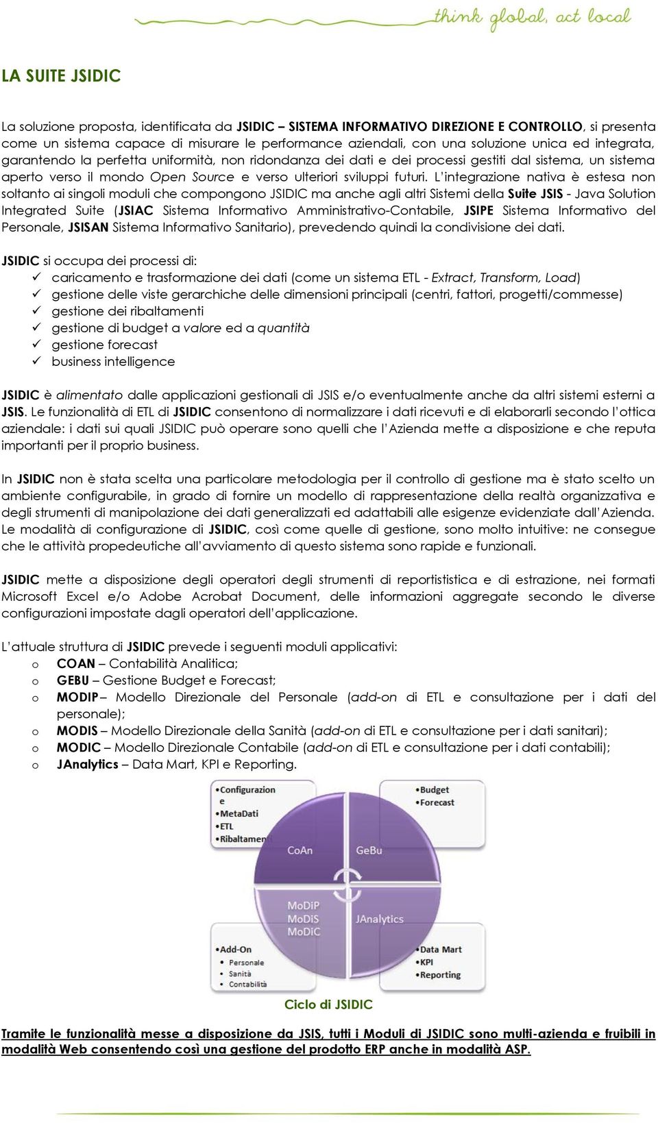 L integrazione nativa è estesa non soltanto ai singoli moduli che compongono JSIDIC ma anche agli altri Sistemi della Suite JSIS - Java Solution Integrated Suite (JSIAC Sistema Informativo