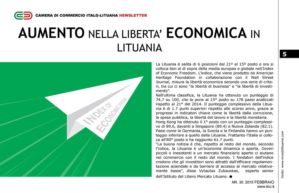 europea e globale nell Index of Economic Freedom.