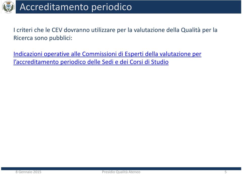 operative alle Commissioni di Esperti della valutazione per l