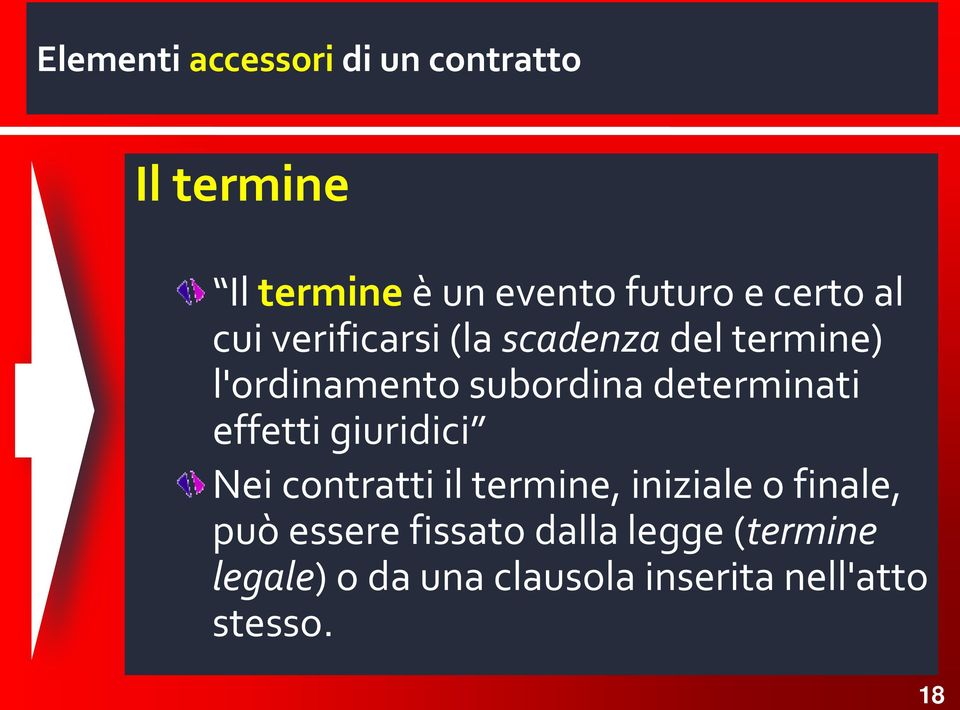 determinati effetti giuridici Nei contratti il termine, iniziale o finale, può