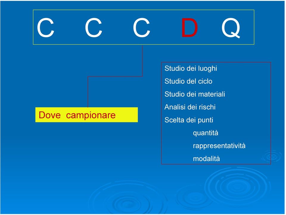 campionare Analisi dei rischi Scelta