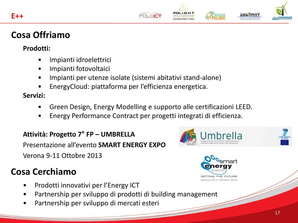 Energy Performance Contract per progetti integrati di efficienza.