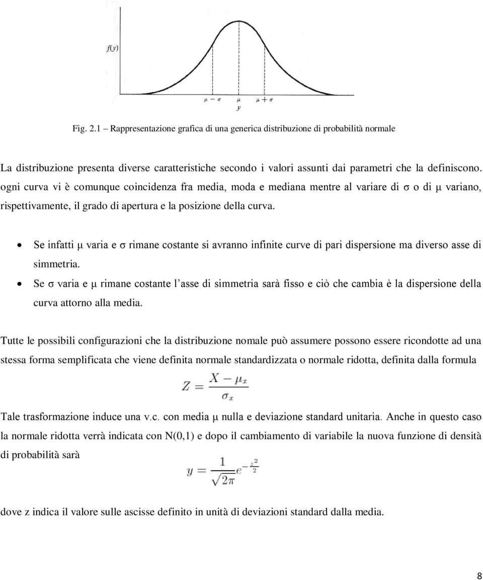 Se infatti μ varia e σ rimane costante si avranno infinite curve di pari dispersione ma diverso asse di simmetria.