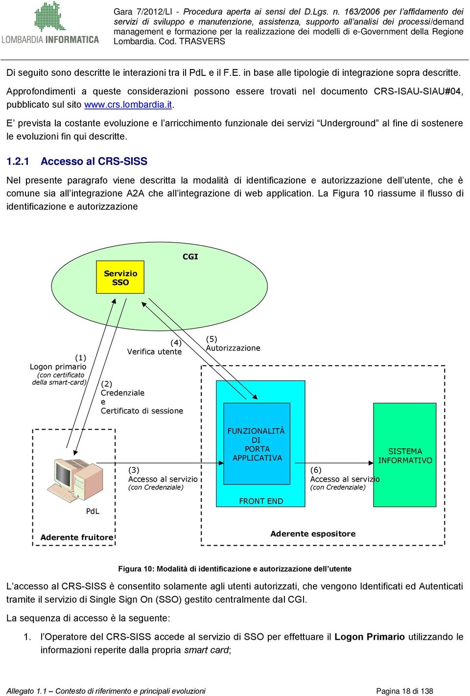 www.crs.lombardia.it. E prevista la costante evoluzione e l arricchimento funzionale dei servizi Underground al fine di sostenere le evoluzioni fin qui descritte. 1.2.