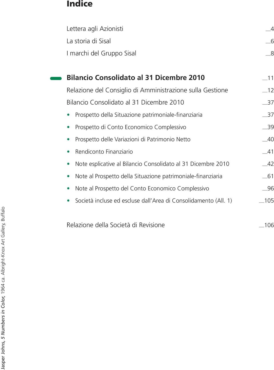 Rendiconto Finanziario 41 Note esplicative al Bilancio Consolidato al 31 Dicembre 2010 42 Note al Prospetto della Situazione patrimoniale-finanziaria 61 Note al Prospetto del Conto Economico