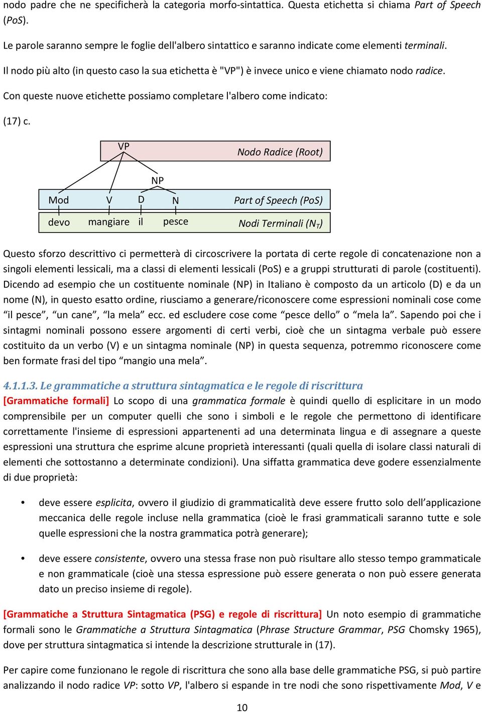 Il nodo più alto (in questo caso la sua etichetta è "VP") è invece unico e viene chiamato nodo radice. Con queste nuove etichette possiamo completare l'albero come indicato: (17) c.