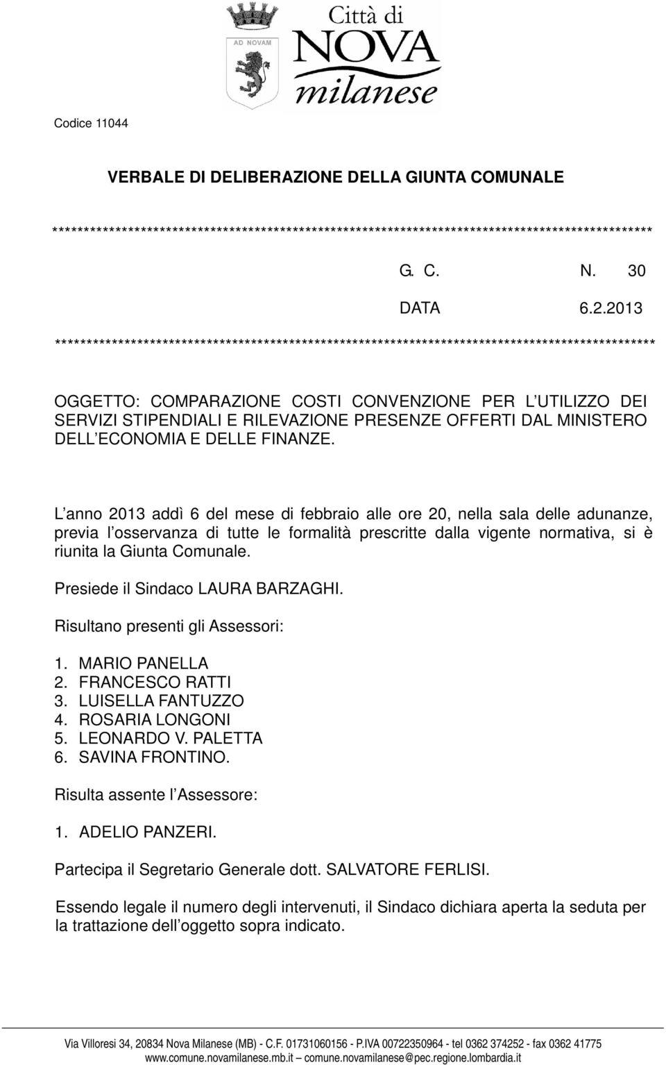 PRESENZE OFFERTI DAL MINISTERO DELL ECONOMIA E DELLE FINANZE.