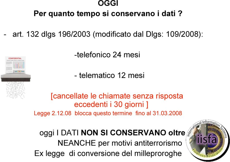 [cancellate le chiamate senza risposta eccedenti i 30 giorni ] Legge 2.12.