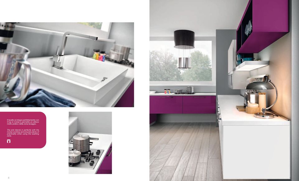 The sink blends in perfectly with the Corian worktop and