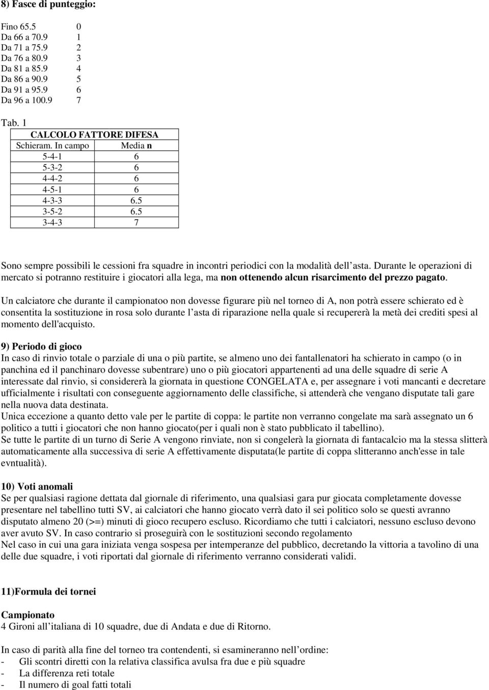 Durante le operazioni di mercato si potranno restituire i giocatori alla lega, ma non ottenendo alcun risarcimento del prezzo pagato.