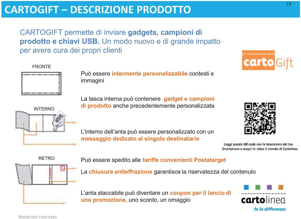 contenere gadget e campioni di prodotto anche precedentemente personalizzata L interno dell anta può essere personalizzato con un messaggio dedicato al singolo