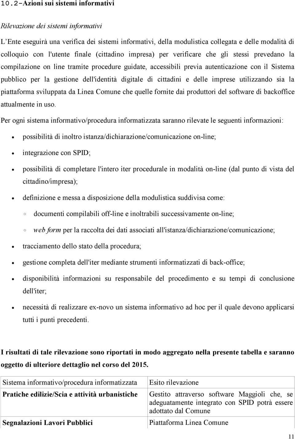 dell'identità digitale di cittadini e delle imprese utilizzando sia la piattaforma sviluppata da Linea Comune che quelle fornite dai produttori del software di backoffice attualmente in uso.