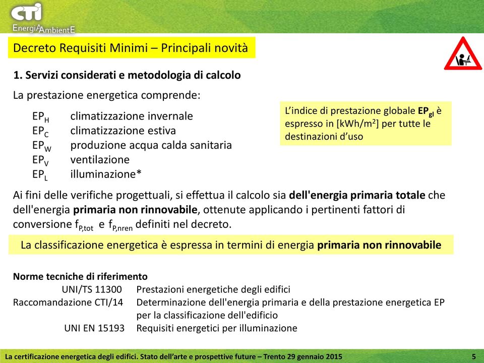 ventilazione illuminazione* L indice di prestazione globale EP gl è espresso in [kwh/m 2 ] per tutte le destinazioni d uso Ai fini delle verifiche progettuali, si effettua il calcolo sia dell'energia