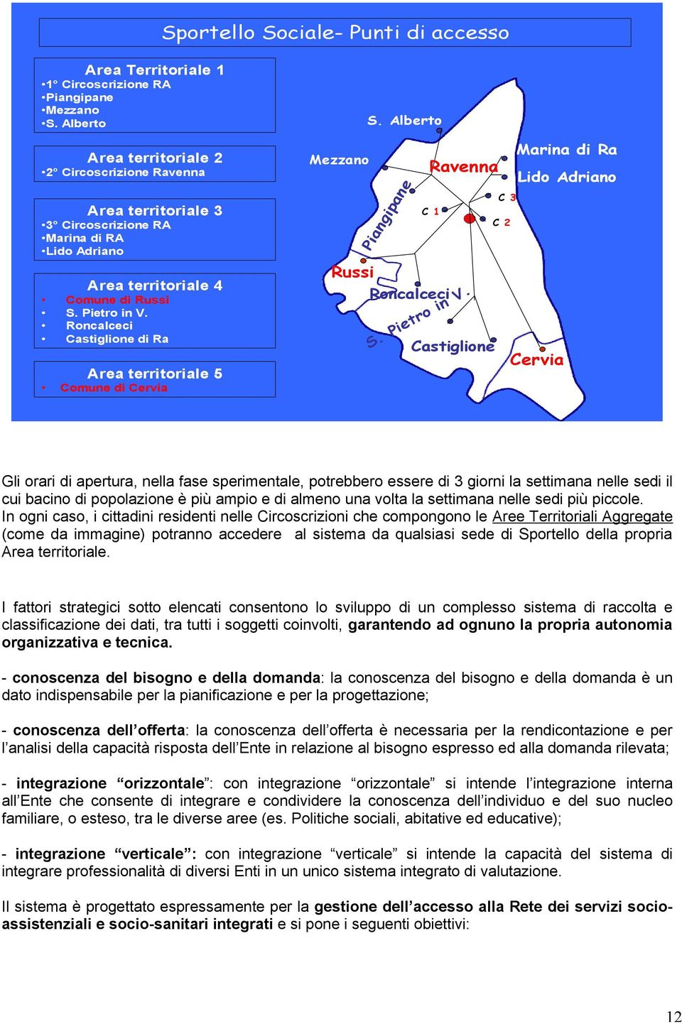 Roncalceci Castiglione di Ra Area territoriale 5 Comune di Cervia Mezzano Russi S. Alberto Piangipane Roncalceci C 3 C 1 C 2 S. Pietro in V.