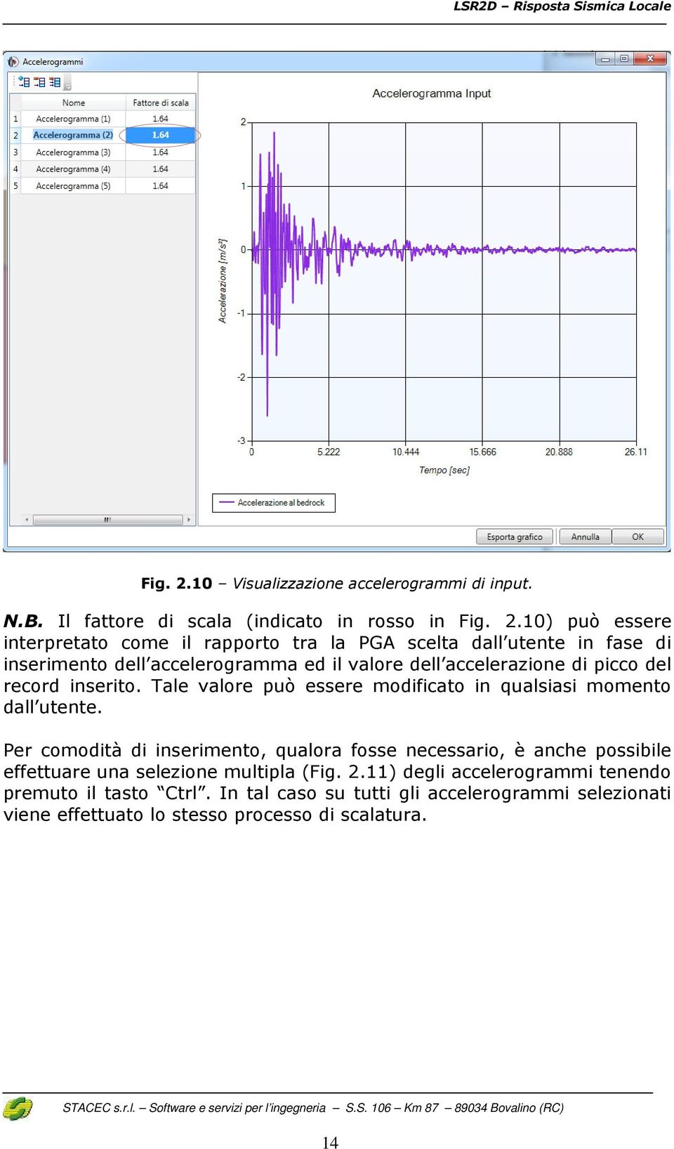 Il fattore di scala (indicato in rosso in 10) può essere interpretato come il rapporto tra la PGA scelta dall utente in fase di inserimento dell