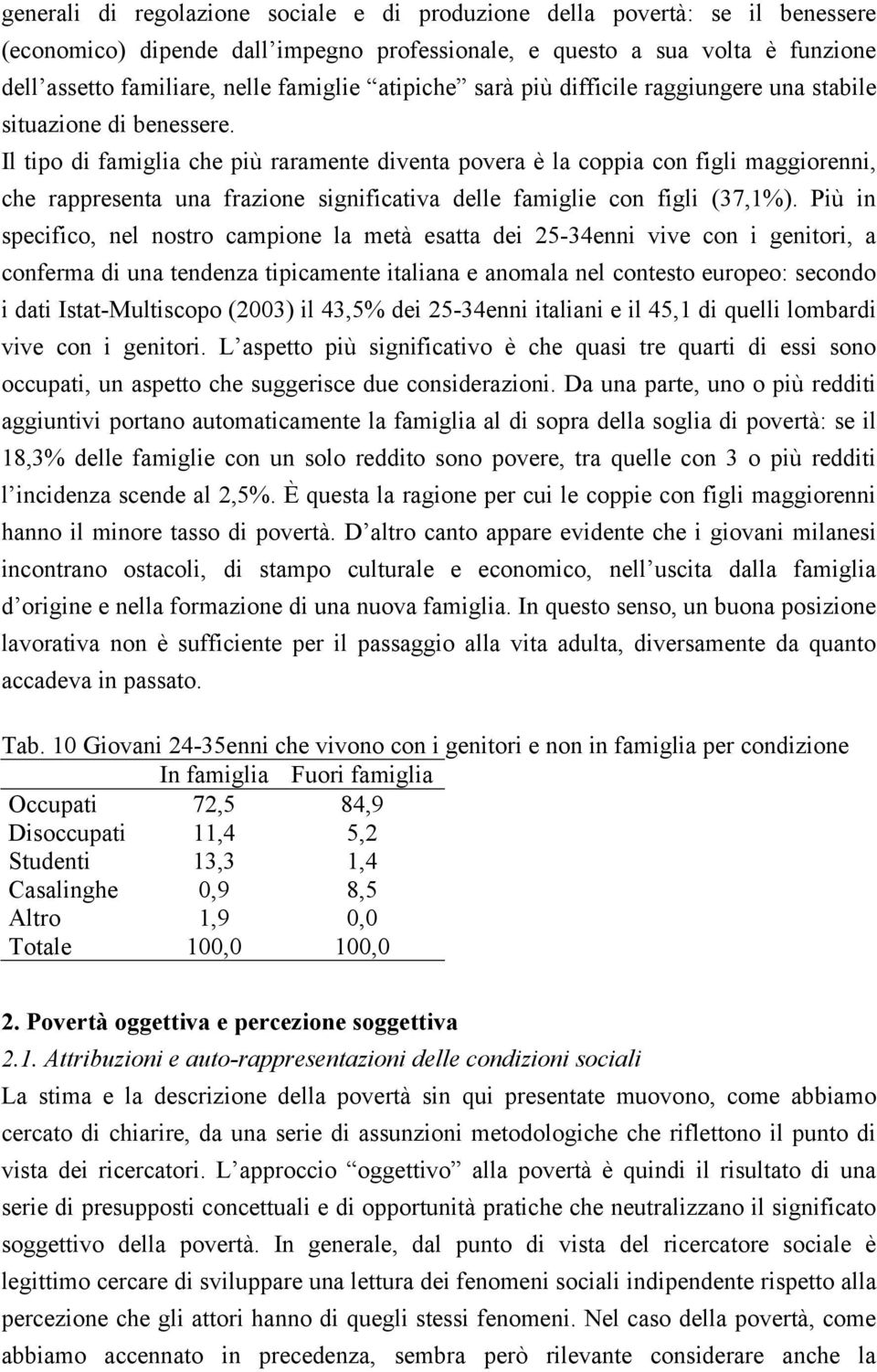 Il tipo di famiglia che più raramente diventa povera è la coppia con figli maggiorenni, che rappresenta una frazione significativa delle famiglie con figli (37,1%).