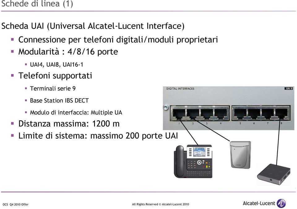 UAI16-1 Telefoni supportati Terminali serie 9 Base Station IBS DECT Modulo di