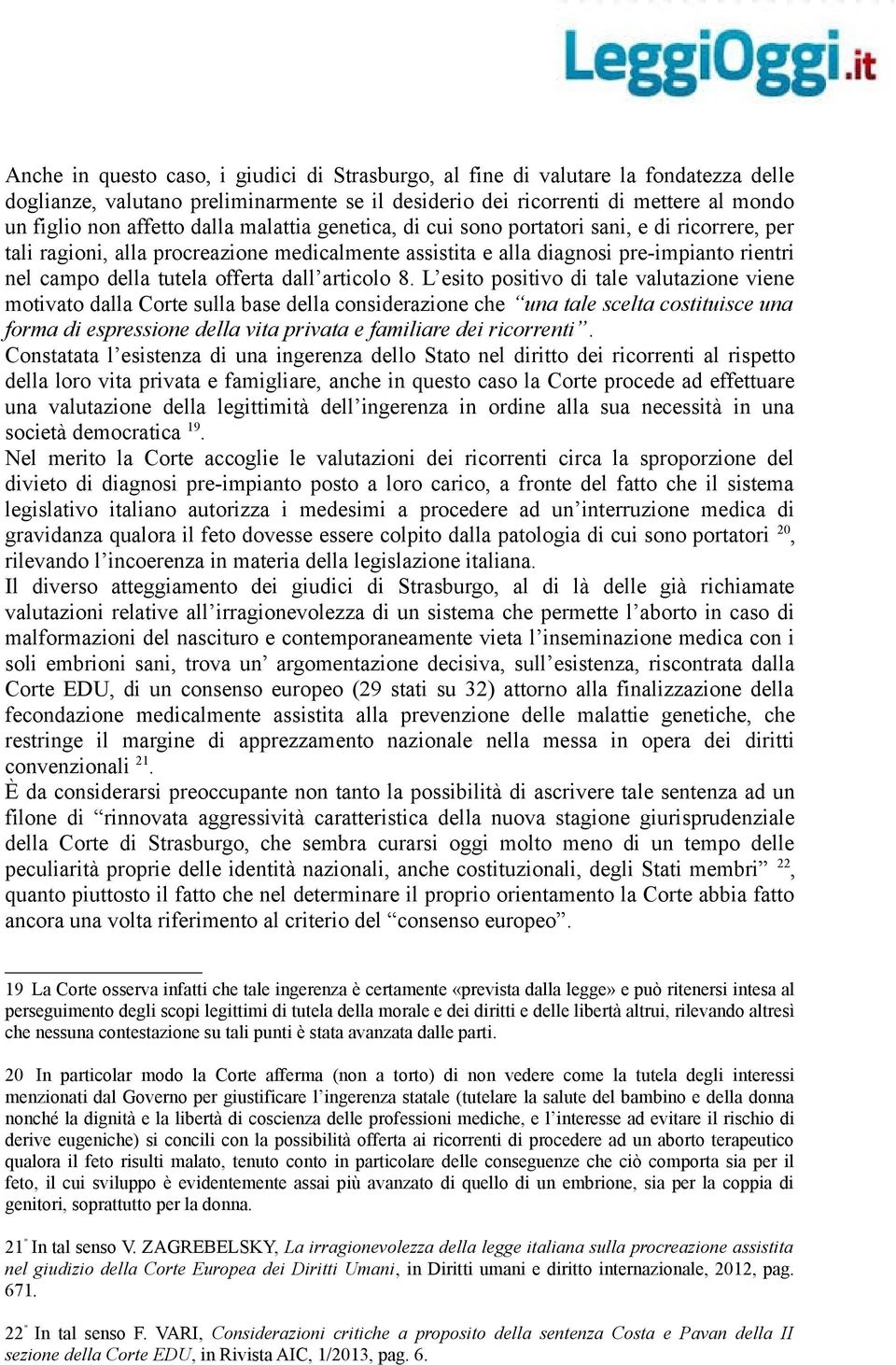 dall articolo 8.