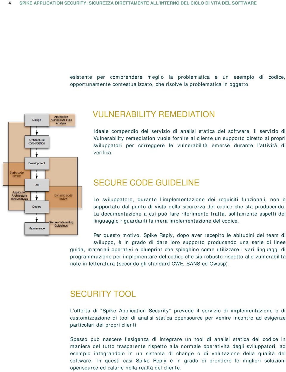 VULNERABILITY REMEDIATION Ideale compendio del servizio di analisi statica del software, il servizio di Vulnerability remediation vuole fornire al cliente un supporto diretto ai propri sviluppatori