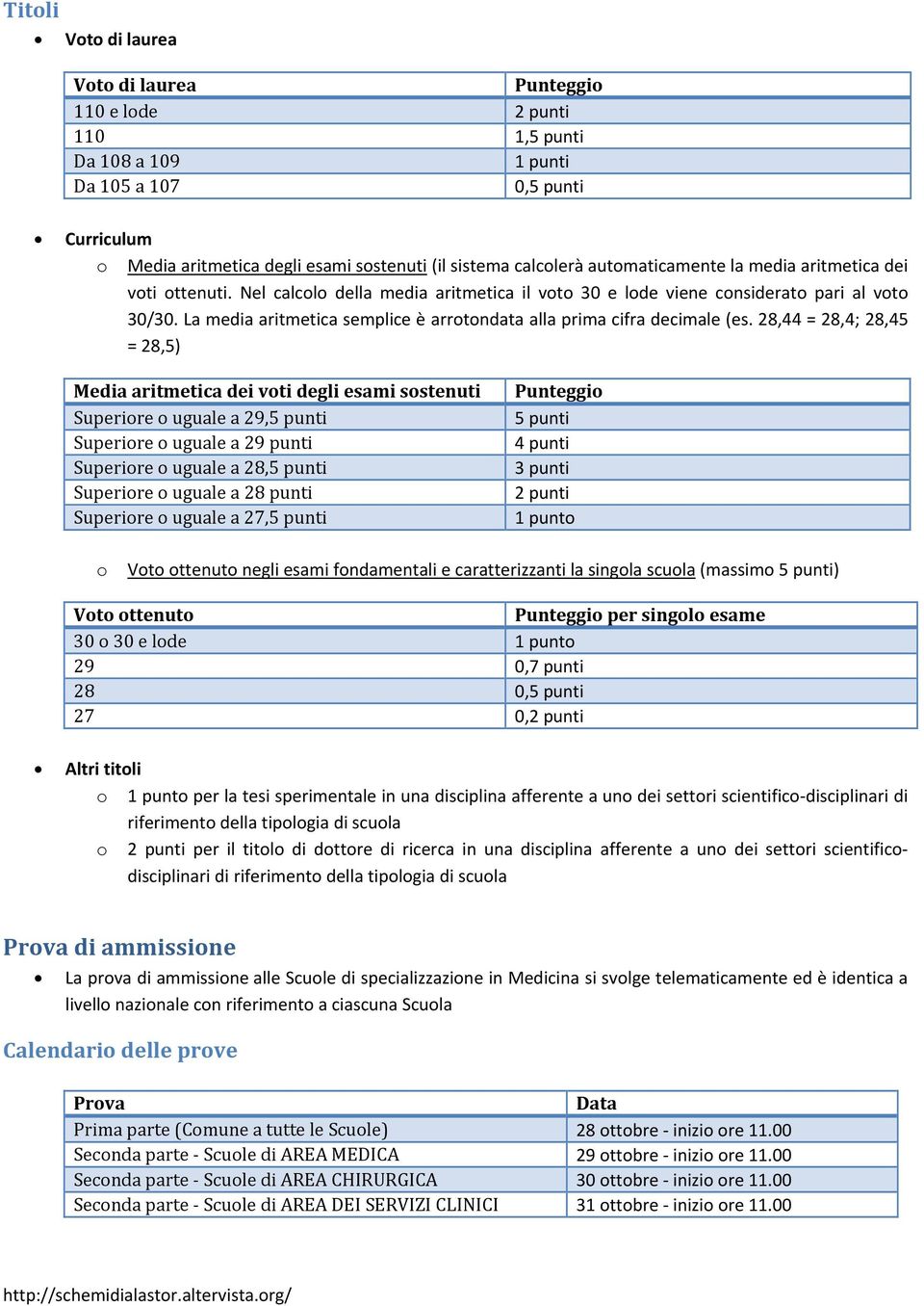 La media aritmetica semplice è arrotondata alla prima cifra decimale (es.