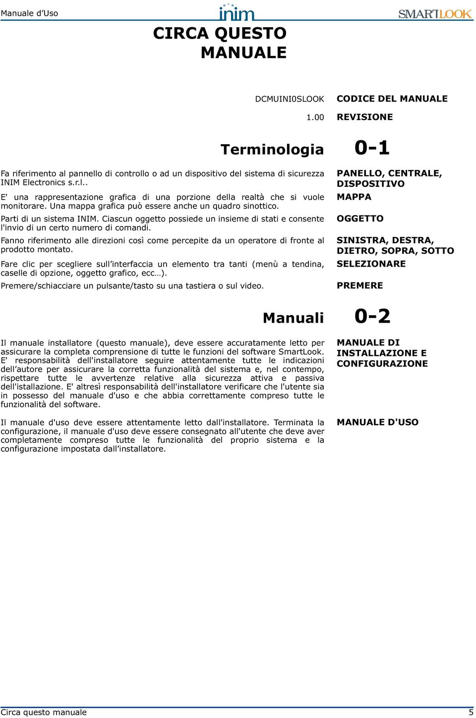 Fanno riferimento alle direzioni così come percepite da un operatore di fronte al prodotto montato.