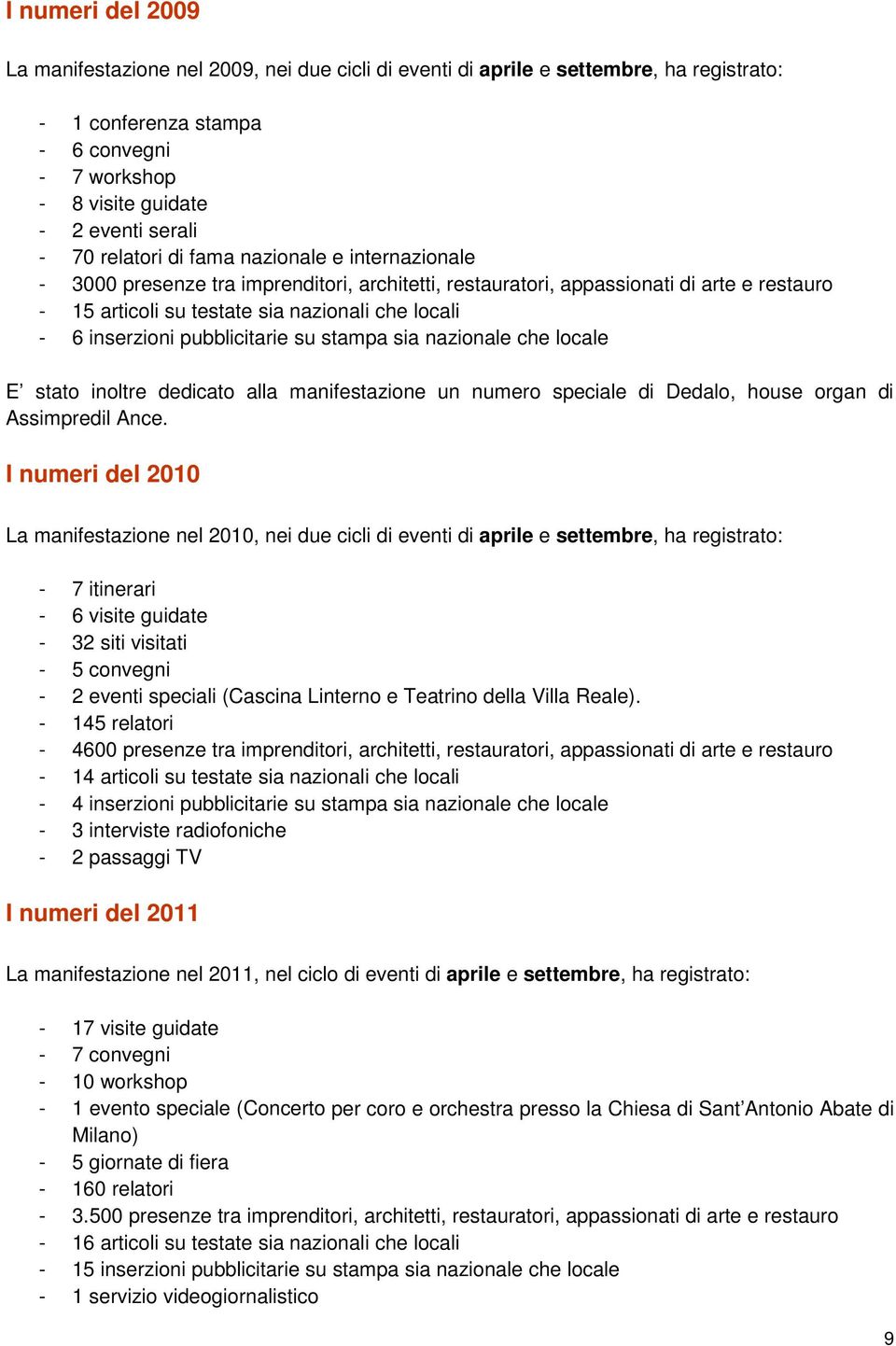 inserzioni pubblicitarie su stampa sia nazionale che locale E stato inoltre dedicato alla manifestazione un numero speciale di Dedalo, house organ di Assimpredil Ance.